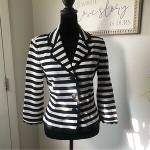 ST JOHN Milano Knit Striped 3/4 sleeves jacket